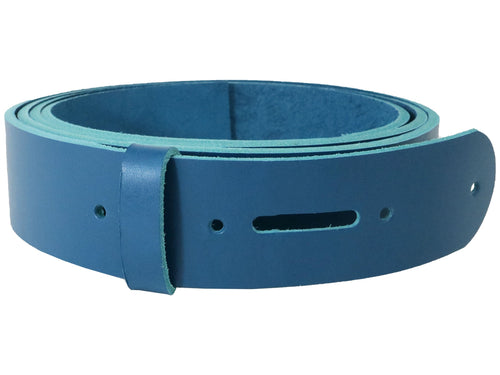 Blue Vegetable Tanned Leather Belt Blank w/ Matching Keeper | 60
