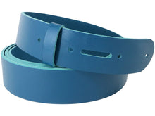 Load image into Gallery viewer, Blue Vegetable Tanned Leather Belt Blank w/ Matching Keeper | 60&quot;-70&quot; Length - Stonestreet Leather
