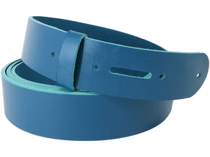 Blue Vegetable Tanned Leather Belt Blank w/ Matching Keeper | 60"-70" Length - Stonestreet Leather