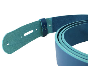Blue Vegetable Tanned Leather Belt Blank w/ Matching Keeper | 60"-70" Length - Stonestreet Leather