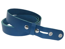 Load image into Gallery viewer, Blue Vegetable Tanned Leather Belt Blank W/ Snaps and Matching Keeper | 60&quot;-70&quot; Length - Stonestreet Leather
