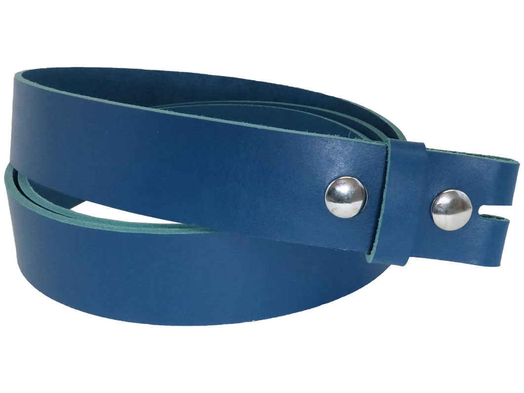Blue Vegetable Tanned Leather Belt Blank W/ Snaps and Matching Keeper | 60