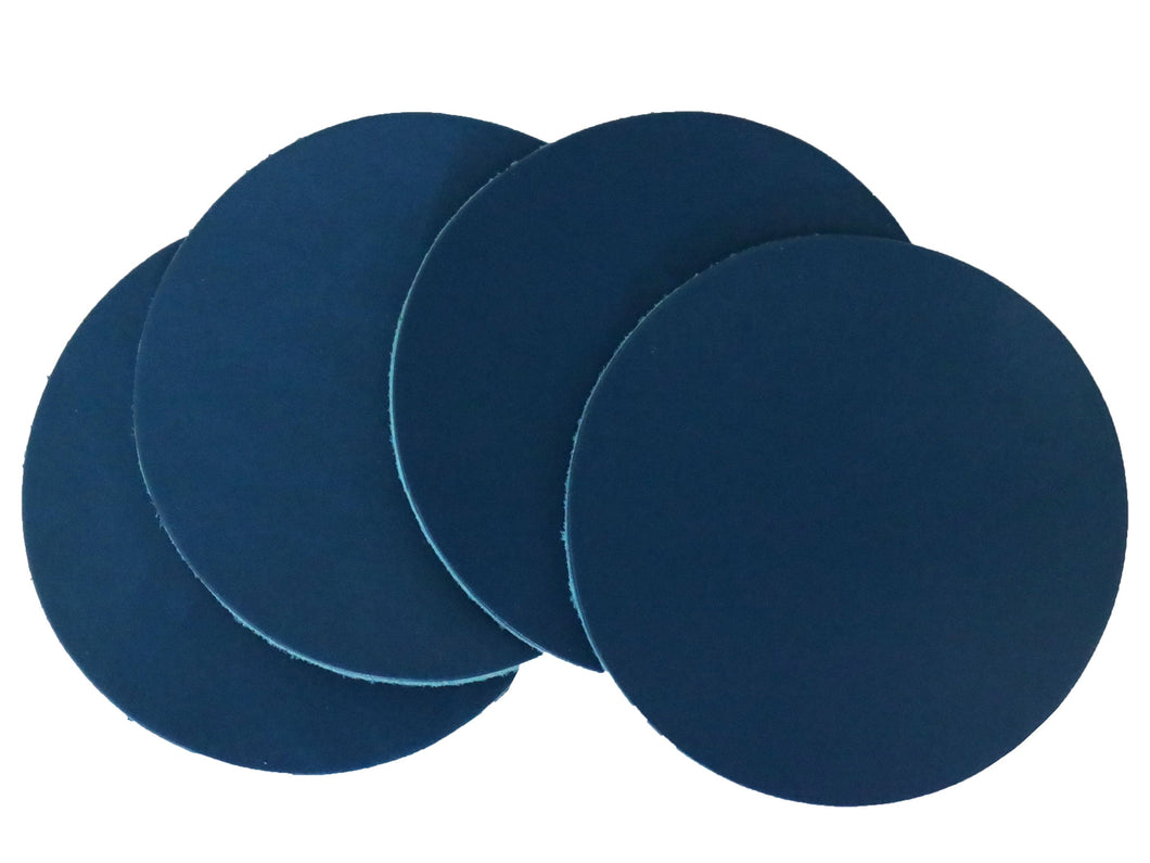 Blue Vegetable Tanned Leather Coaster Shapes (Round), 4