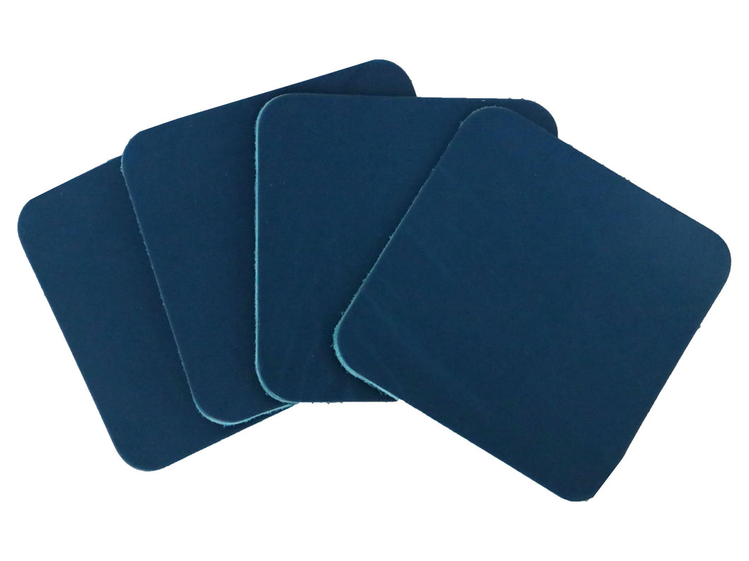 Blue Vegetable Tanned Leather Coaster Shapes (Square), 4