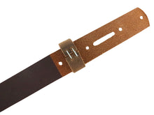 Cargar imagen en el visor de la galería, Brown Crazy Horse Buffalo Leather Belt Blank With Matching Keeper, 50&quot;-60&quot;+ in length - Stonestreet Leather
