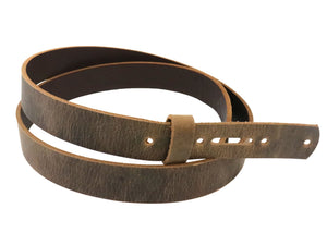 Brown Crazy Horse Buffalo Leather Belt Blank With Matching Keeper, 50"-60"+ in length - Stonestreet Leather