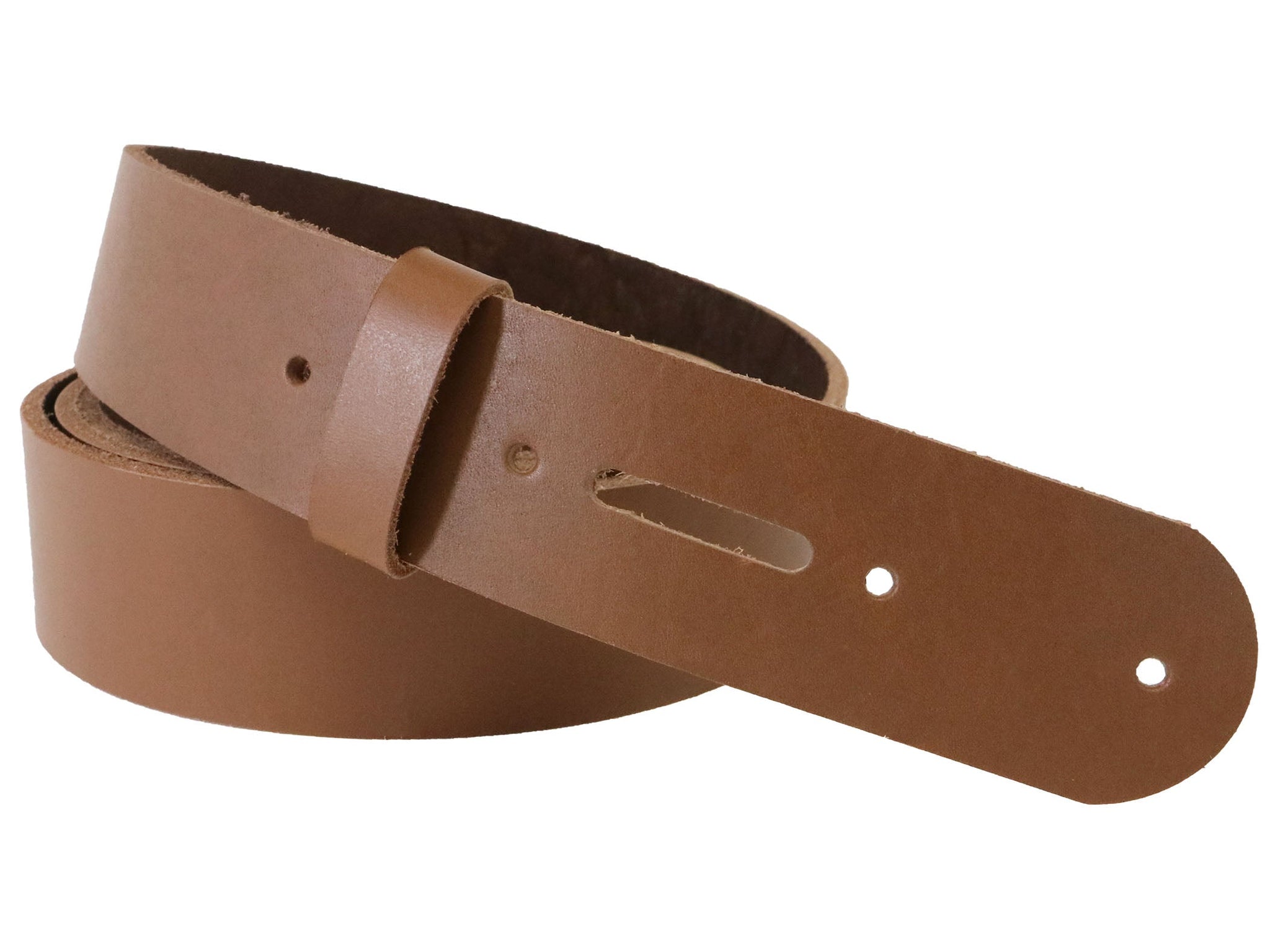 Brown Vegetable Tanned Leather Belt Blank w/ Matching Keeper