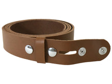 Cargar imagen en el visor de la galería, Brown Vegetable Tanned Leather Belt Blank W/ Snaps and Matching Keeper | 60&quot;-70&quot; Length - Stonestreet Leather
