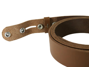 Brown Vegetable Tanned Leather Belt Blank W/ Snaps and Matching Keeper | 60"-70" Length - Stonestreet Leather