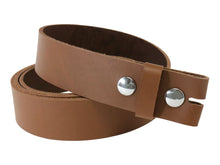 Load image into Gallery viewer, Brown Vegetable Tanned Leather Belt Blank W/ Snaps and Matching Keeper | 60&quot;-70&quot; Length - Stonestreet Leather
