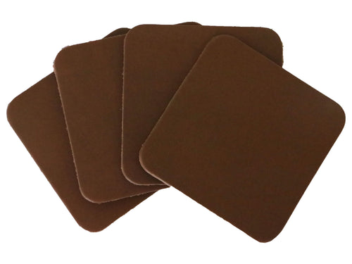 Caramel Brown Vegetable Tanned Leather Coaster Shapes (Square), 4
