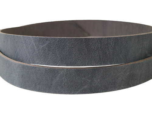 Dark Gray “STONE” Crazy Horse Buffalo Leather Strip, 48”- 60” Length - Stonestreet Leather