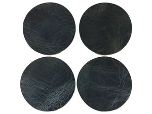 Denim Vintage Glazed Water Buffalo Leather Round Coaster Shapes, 4"x4" - Stonestreet Leather