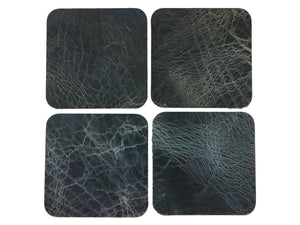 Denim Vintage Glazed Water Buffalo Leather, Square Coaster Shapes, 4"x4" - Stonestreet Leather