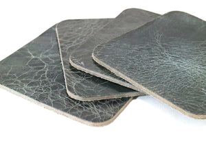 Denim Vintage Glazed Water Buffalo Leather, Square Coaster Shapes, 4"x4" - Stonestreet Leather