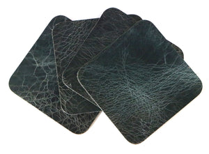 Denim Vintage Glazed Water Buffalo Leather, Square Coaster Shapes, 4"x4" - Stonestreet Leather