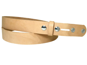 Extra Heavy 10-14oz Vegetable Tanned Leather Belt Blank W/ Snaps and Matching Keeper | 60"-70" Length - Stonestreet Leather