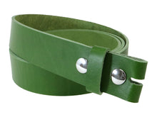 Load image into Gallery viewer, Green Vegetable Tanned Leather Belt Blank W/ Snaps and Matching Keeper | 60&quot;-70&quot; Length - Stonestreet Leather
