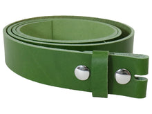 Cargar imagen en el visor de la galería, Green Vegetable Tanned Leather Belt Blank W/ Snaps and Matching Keeper | 60&quot;-70&quot; Length - Stonestreet Leather
