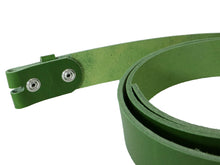 Load image into Gallery viewer, Green Vegetable Tanned Leather Belt Blank W/ Snaps and Matching Keeper | 60&quot;-70&quot; Length - Stonestreet Leather

