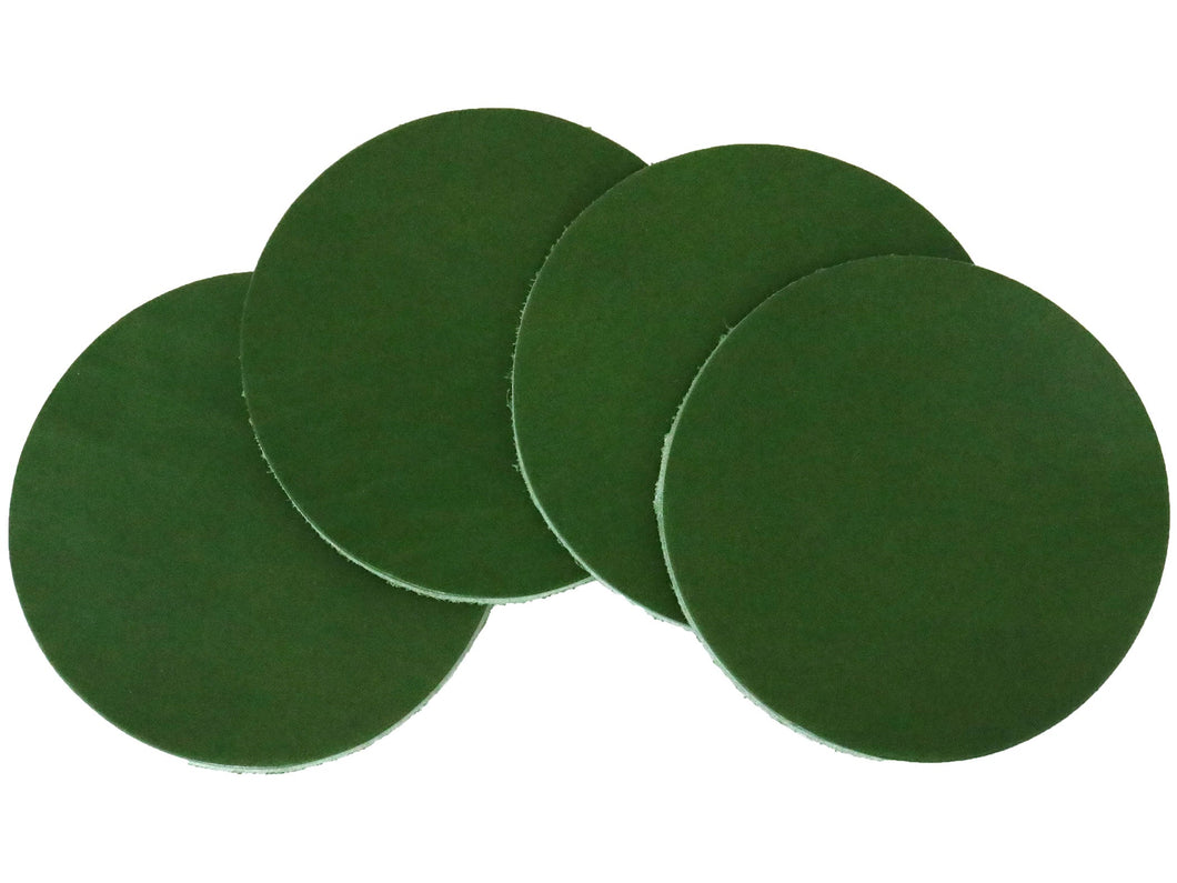 Green Vegetable Tanned Leather Coaster Shapes (Round), 4