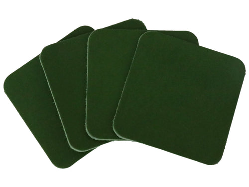 Green Vegetable Tanned Leather Coaster Shapes (Square), 4