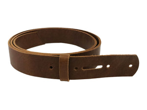 Light Brown, Matte Peanut West Tan, Buffalo Leather Belt Blank With Matching Keeper, 50"-60" Length - Stonestreet Leather