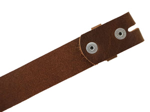 Light Brown Matte Peanut West Tan Buffalo Leather Belt Blank With Snaps & Keeper, 50"-60" Length, Choice Of Snaps - Stonestreet Leather
