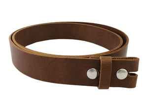 Light Brown Matte Peanut West Tan Buffalo Leather Belt Blank With Snaps & Keeper, 50"-60" Length, Choice Of Snaps - Stonestreet Leather