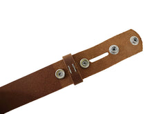 Load image into Gallery viewer, Light Brown Matte Peanut West Tan Buffalo Leather Belt Blank With Snaps &amp; Keeper, 50&quot;-60&quot; Length, Choice Of Snaps - Stonestreet Leather
