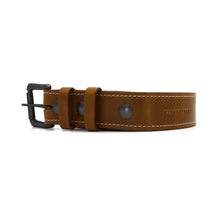Cargar imagen en el visor de la galería, Light Brown Men&#39;s Dress Belt - Oxford Xcel Leather &quot;SUNFLOWER&quot; with White Thread - Stonestreet Leather
