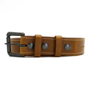 Light Brown Men's Dress Belt - Oxford Xcel Leather "SUNFLOWER" with White Thread - Stonestreet Leather