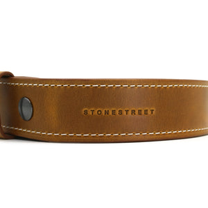 Light Brown Men's Dress Belt - Oxford Xcel Leather "SUNFLOWER" with White Thread - Stonestreet Leather