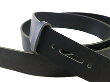 Load image into Gallery viewer, Matte Black West Tan Buffalo Leather Belt Blank With Matching Keeper, 50&quot;-60&quot;+ Length - Stonestreet Leather
