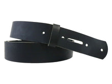 Cargar imagen en el visor de la galería, Matte Black West Tan Buffalo Leather Belt Blank With Matching Keeper, 50&quot;-60&quot;+ Length - Stonestreet Leather
