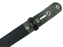 Load image into Gallery viewer, Matte Black West Tan Buffalo Leather Belt Blank With Snaps &amp; Matching Keeper, 50&quot;-60&quot; Length, Choice Of Snap Color - Stonestreet Leather
