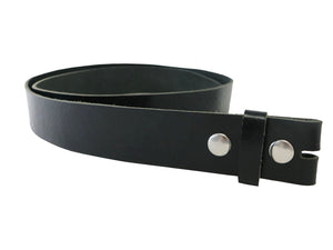 Matte Black West Tan Buffalo Leather Belt Blank With Snaps & Matching Keeper, 50"-60" Length, Choice Of Snap Color - Stonestreet Leather