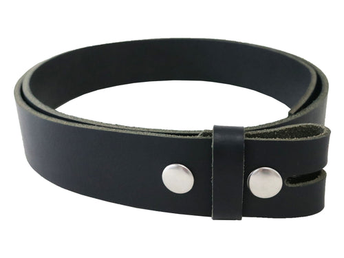 Matte Black West Tan Buffalo Leather Belt Blank With Snaps & Matching Keeper, 50