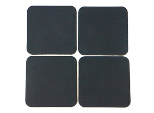 Matte Black West Tan Water Buffalo Leather, Square Coaster Shapes, 4"x4" - Stonestreet Leather