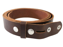 Load image into Gallery viewer, Matte Brown West Tan Buffalo Leather Belt Blank With Snaps &amp; Matching Keeper, 50&quot;-60&quot; Length, Choice of Snaps - Stonestreet Leather
