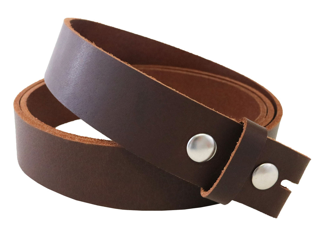Matte Brown West Tan Buffalo Leather Belt Blank With Snaps & Matching Keeper, 50