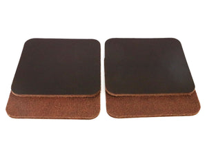 Matte Brown West Tan Water Buffalo Leather, Square Coaster Shapes, 4"x4" - Stonestreet Leather
