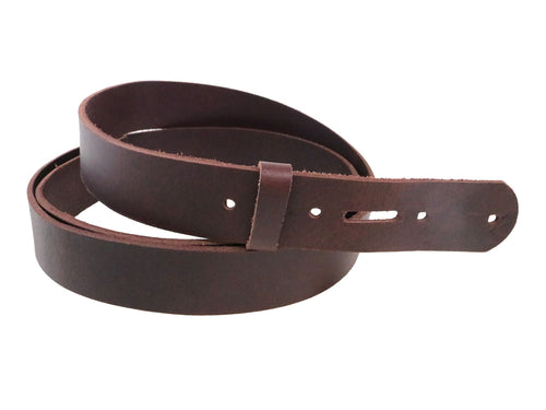 Matte Burgundy Brown, West Tan Buffalo Leather Belt Blank With Matching Keeper, 50