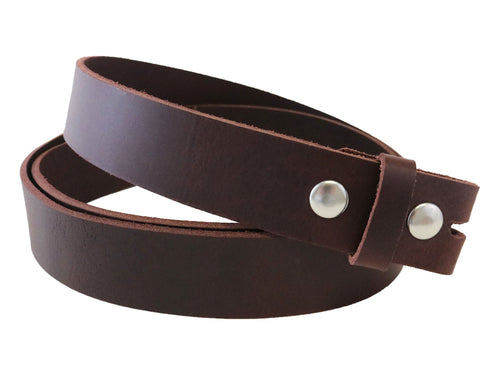 Matte Burgundy West Tan Buffalo Leather Belt Blank With Snaps & Keeper, 50