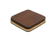 Cargar imagen en el visor de la galería, Modern Square Coaster Set - Oxford Xcel Leather Backed with Cork - Stonestreet Leather
