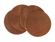 Load image into Gallery viewer, Peanut (Light Brown) West Tan Water Buffalo Leather, Round Coaster Shapes, 4&quot;x4&quot; - Stonestreet Leather
