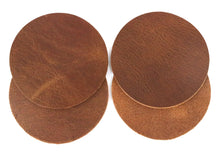 Cargar imagen en el visor de la galería, Peanut (Light Brown) West Tan Water Buffalo Leather, Round Coaster Shapes, 4&quot;x4&quot; - Stonestreet Leather
