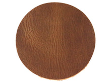 Load image into Gallery viewer, Peanut (Light Brown) West Tan Water Buffalo Leather, Round Coaster Shapes, 4&quot;x4&quot; - Stonestreet Leather
