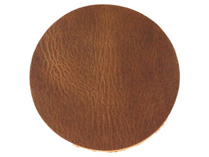 Peanut (Light Brown) West Tan Water Buffalo Leather, Round Coaster Shapes, 4"x4" - Stonestreet Leather