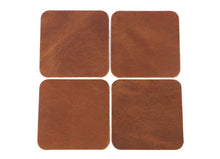 Load image into Gallery viewer, Peanut (Light Brown) West Tan Water Buffalo Leather, Square Coaster Shapes, 4&quot;x4&quot; - Stonestreet Leather
